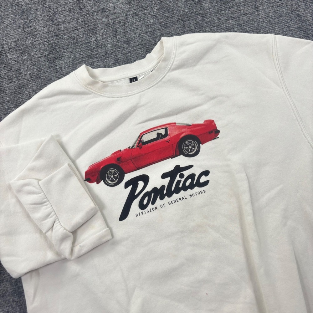 H&M Divided Pontiac Sweatshirt‎ XS White GM Graphic Pullover Mens